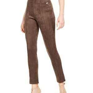 Calvin Klein Pleated Faux Suede Pants